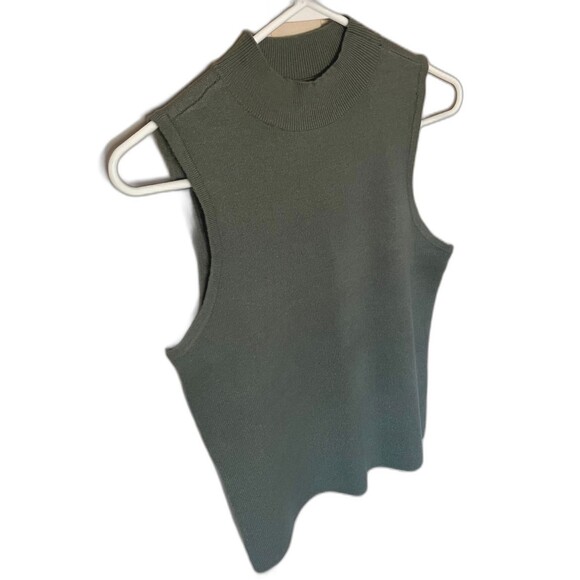 Nine West Sleeveless Moch Turtleneck Lightweight Sweater Large Sage Green - Picture 1 of 6